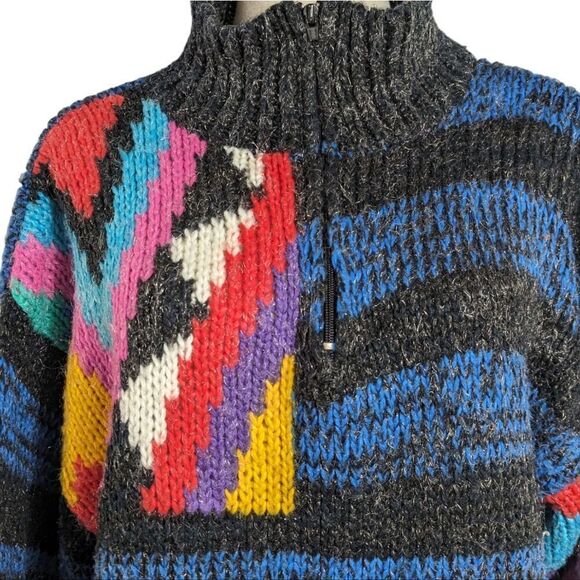 Kitty Hawk Blue Abstract Oversized Long Quarter Zip Sweater - Picture 2 of 6